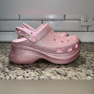 CROCS Pink Milk Glitter Bae Platform Clogs Size 7 LAST ONE